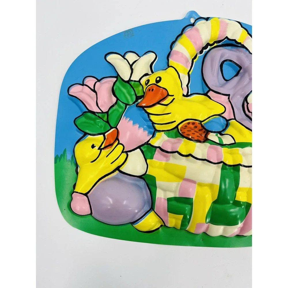 Vintage Easter Vacuform Decoration Basket with Eggs and Chicks